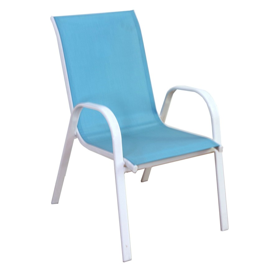 Patio Furniture *  | Special Style Stackable Aquarelle Blue Sling Patio Chair With White Frame